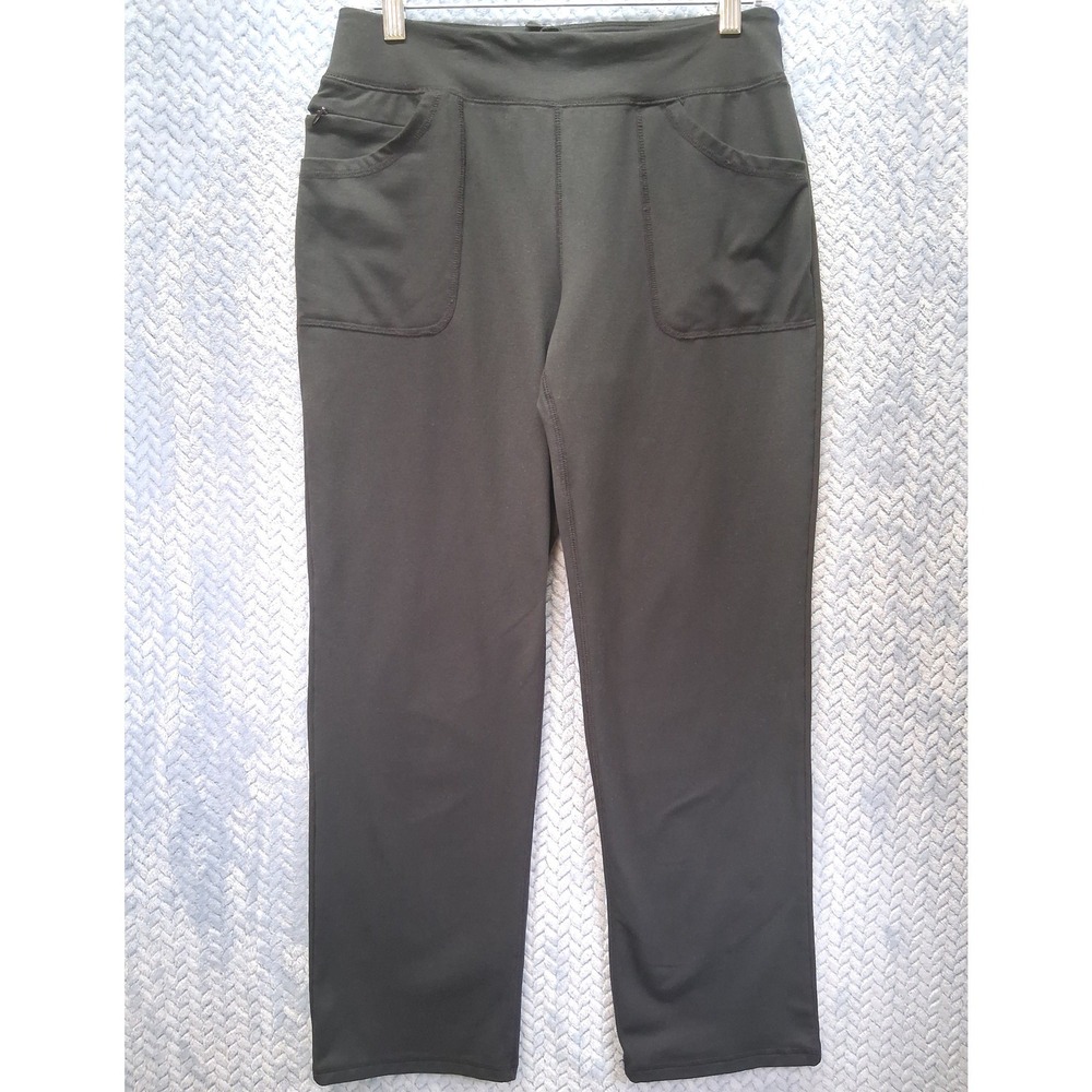 Lands End Womens Black Active Straight Leg Pants Small 6-8 Zipper Pocket Stretch